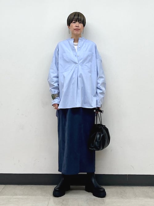 Nell バンドカラー ダブルポケット ワンピース 新作！ウォッシャブル