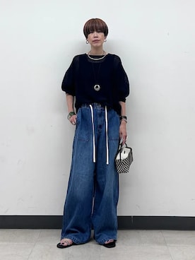 「SHIPS（シップス）のアイテム（デニムパンツ）」を使った、森さん（レディース・162cm）の夏コーディネート