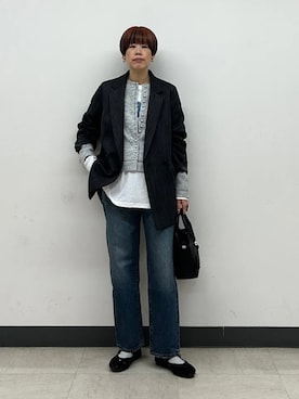 「アイテム（バレエシューズ）」を使った、森さん（レディース・162cm）の秋コーディネート