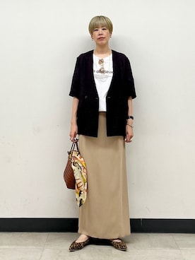 「アイテム（バンダナ/スカーフ）」を使った、森さん（レディース・162cm）の夏コーディネート