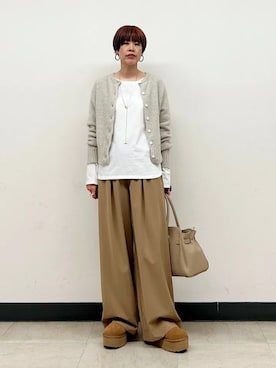 「アイテム（シューズ、イエロー系）」を使った、森さん（レディース・162cm）の冬コーディネート