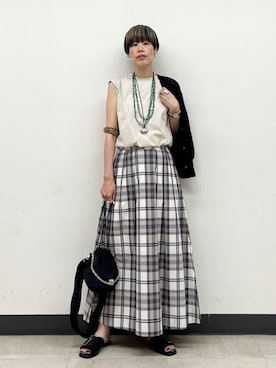 「SHIPS（シップス）のアイテム（ピアス（両耳用））」を使った、森さん（レディース・162cm）の夏コーディネート