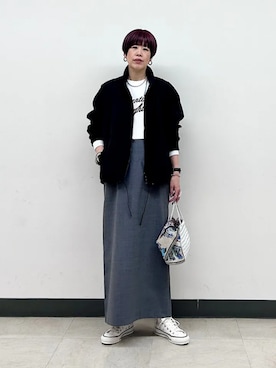 「BINDU（ビンドゥー）のアイテム」を使った、森さん（レディース・162cm）の冬コーディネート