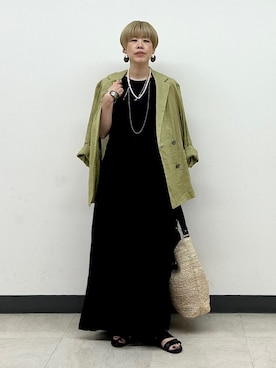 「タンクトップ」｜「アイテム（テーラードジャケット）」を使った、森さん（レディース・162cm）の夏コーディネート