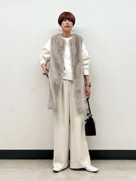 「SHIPS」｜「アイテム（スウェット）」を使った、森さん（レディース・162cm）の冬コーディネート