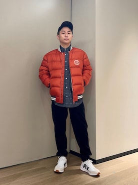「ダンガリーシャツ」｜「アイテム（キャップ）」を使った、🔩J.HARAさん（メンズ・167cm）の秋コーディネート
