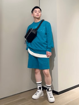 「ARMANI EXCHANGE（アルマーニエクスチェンジ）の【A|X アルマーニ エクスチェンジ】フローラルプリント　半袖クルーネックTシャツ/REGULAR」を使った、🔩J.HARAさんのコーディネート