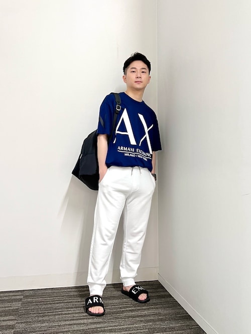 ARMANI EXCHANGE ロゴ フラット シャワーサンダル ユニセックス ARMANI EXCHANGE（アルマーニエクスチェンジ）の「【A|X