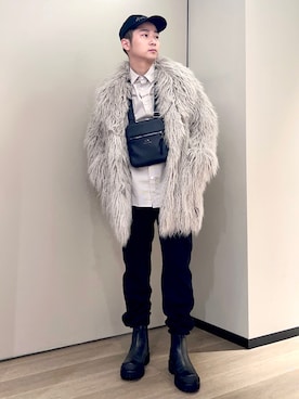 「ARMANI EXCHANGE（アルマーニエクスチェンジ）のアイテム（チェスターコート）」を使った、🔩J.HARAさん（メンズ・167cm）の冬コーディネート