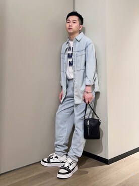 「ARMANI EXCHANGE（アルマーニエクスチェンジ）の【A|X アルマーニ エクスチェンジ】リネン　半袖ニットポロシャツ」を使った、🔩J.HARAさんのコーディネート