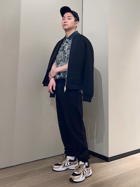 「ARMANI EXCHANGE（アルマーニエクスチェンジ）の【A|X アルマーニ エクスチェンジ】リーフデザイン　半袖ポロシャツ/REGULAR」を使った、🔩J.HARAさんのコーディネート