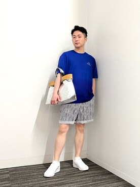 「ARMANI EXCHANGE（アルマーニエクスチェンジ）のアイテム（トートバッグ）」を使った、🔩J.HARAさん（メンズ・167cm）の夏コーディネート
