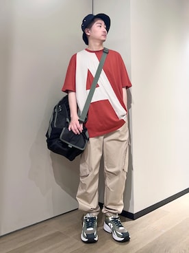 「ARMANI EXCHANGE（アルマーニエクスチェンジ）のアイテム（ボストンバッグ）」を使った、🔩J.HARAさん（メンズ・167cm）の夏コーディネート