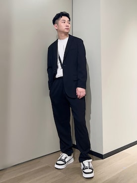「ARMANI EXCHANGE（アルマーニエクスチェンジ）の【A|X アルマーニ エクスチェンジ】グラフィックロゴプリント　半袖シャツ/SLIM」を使った、🔩J.HARAさんのコーディネート