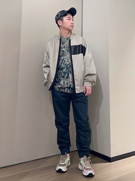 「ARMANI EXCHANGE（アルマーニエクスチェンジ）の【A|X アルマーニ エクスチェンジ】リーフデザイン　半袖ポロシャツ/REGULAR」を使った、🔩J.HARAさんのコーディネート