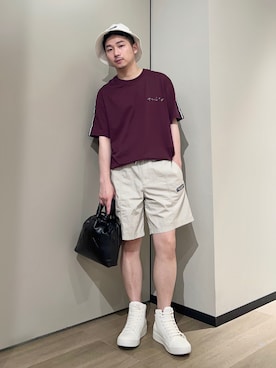 「ARMANI EXCHANGE（アルマーニエクスチェンジ）のアイテム（ハンドバッグ）」を使った、🔩J.HARAさん（メンズ・167cm）の夏コーディネート