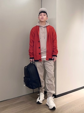 「ケーブルニット」｜「アイテム（スウェット）」を使った、🔩J.HARAさん（メンズ・167cm）の秋コーディネート