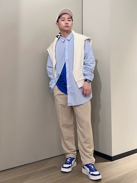 「ARMANI EXCHANGE（アルマーニエクスチェンジ）のアイテム（スラックス）」を使った、🔩J.HARAさん（メンズ・167cm）の春コーディネート