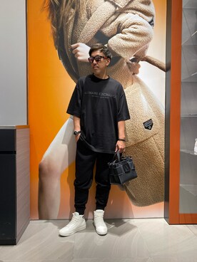 「ARMANI EXCHANGE（アルマーニエクスチェンジ）のアイテム（ハンドバッグ）」を使った、KOWさん（メンズ・174cm）の夏コーディネート