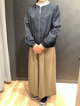 「ネイビーブルゾン」｜SHIRTS PLAZA 所沢店さん（レディース・152cm）の冬コーディネート