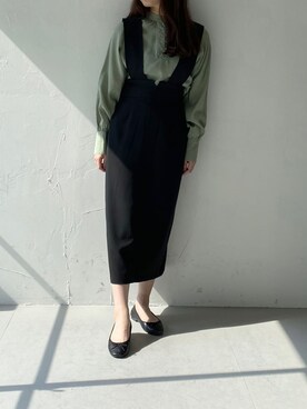 「ブラウスコーデ」｜「アイテム（ジャンパースカート）」を使った、Rinaさん（レディース・160cm）の夏コーディネート