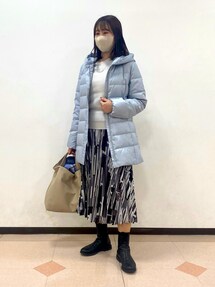 と*ん様 INDIVI シャンブレーフーテッドミドルダウン INDIVI（インディヴィ）の「◇【SALEおすすめコート/撥水/通勤