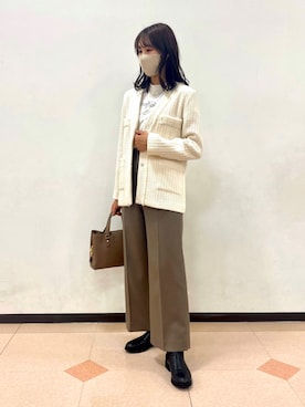 「ツイードパンツ」｜「アイテム（その他）」を使った、anさん（レディース・164cm）の秋コーディネート