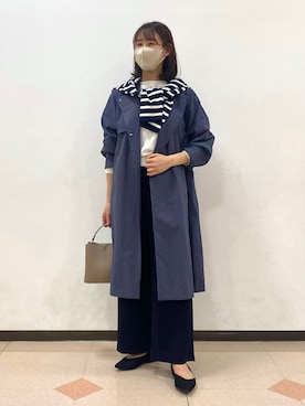「春カラー」｜「アイテム（ノーカラーコート）」を使った、anさん（レディース・164cm）の冬コーディネート