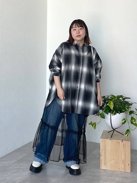 「PBLIM（ページボーイリム）のアイテム（パンツ）」を使った、なべさん（レディース・154cm）の夏コーディネート