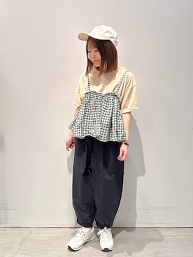 「アイテム（帽子）」を使った、おーほりさん（骨格ナチュラル・レディース・147cm）の夏コーディネート