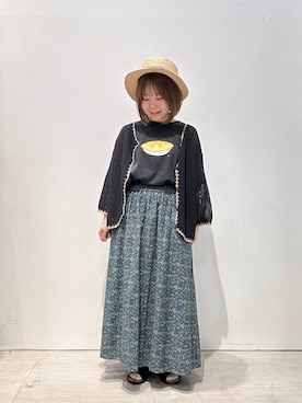 「Samansa Mos2（サマンサ モスモス）のレトロ壁紙風柄スカート（スカート）」を使った、おーほりさん（レディース・147cm）の春コーディネート