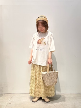 「Samansa Mos2（サマンサ モスモス）のレトロ壁紙風柄スカート（スカート）」を使った、おーほりさん（レディース・147cm）の春コーディネート