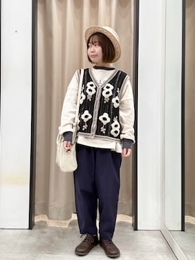 「サマンサ モスモス(Samansa Mos2)」｜「アイテム（スウェット）」を使った、おーほりさん（レディース・147cm）の春コーディネート