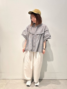 「アイテム（帽子）」を使った、おーほりさん（骨格ナチュラル・レディース・147cm）の夏コーディネート