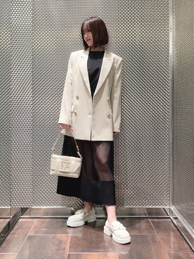 ARMANI EXCHANGEのテーラードジャケットを使った「ロングワンピース 