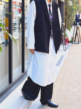 「LAD MUSICIAN（ラッドミュージシャン）のアイテム（フォーマルスーツ/小物）」を使った、りん。さん（メンズ・174cm）の夏コーディネート