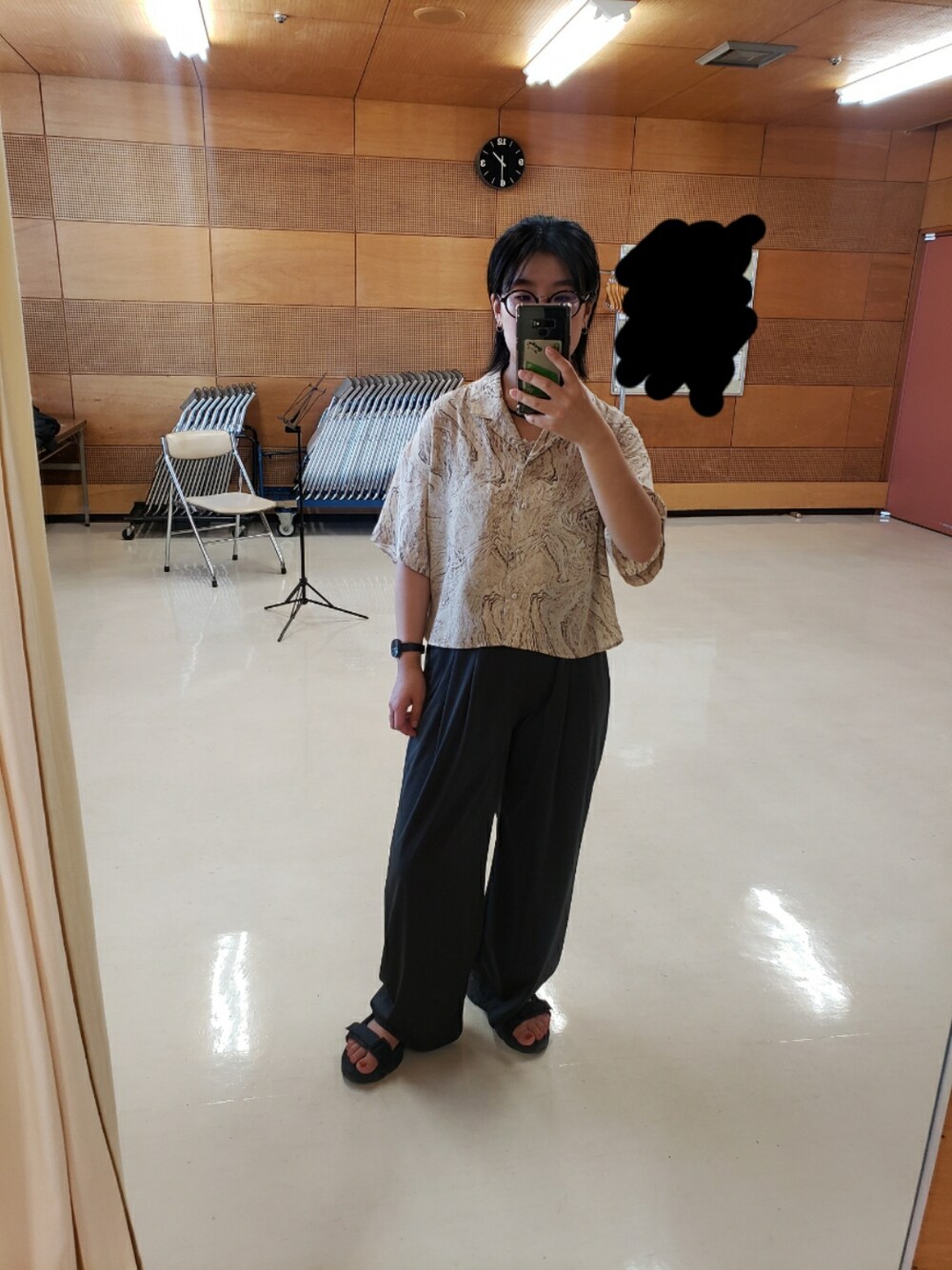 「179/WGのアイテム（シャツ/ブラウス、ベージュ系）」を使った、yukifashioさん（レディース・153cm）の夏コーディネートの1枚目の写真