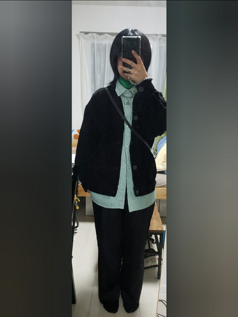 「earth music&ecologyのアイテム（トップス、グリーン系）」を使った、yukifashioさん（レディース・153cm）の秋コーディネートの1枚目の写真