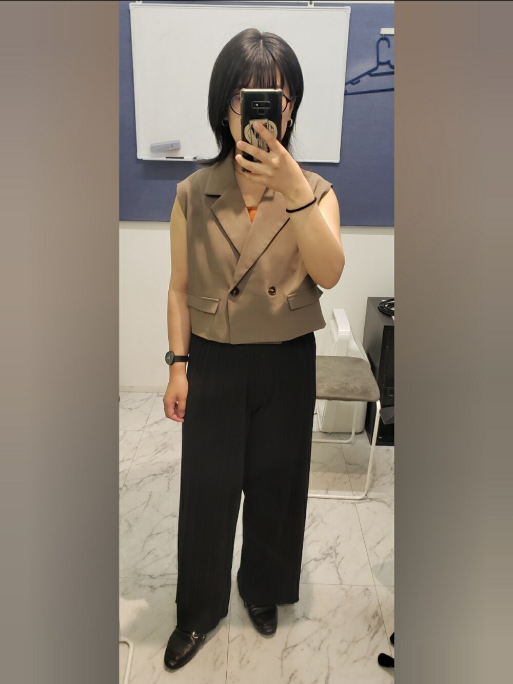 「UNIQLOのアイテム（パンツ、ブラック系）」を使った、yukifashioさん（レディース・153cm）の夏コーディネートの1枚目の写真