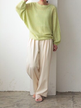 「ihuuのアイテム（ニット/セーター、イエロー系）」を使った、kahoさん（レディース・162cm）の夏コーディネート