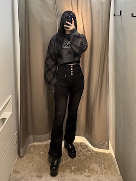 「厚底ブーツ」｜丸山幾世子さん（レディース・168cm）の冬コーディネート