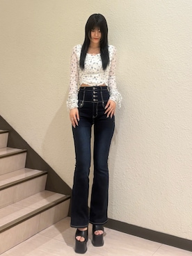 「EMODA（エモダ）のアイテム（パンツ）」を使った、丸山幾世子さん（レディース・168cm）の春コーディネート