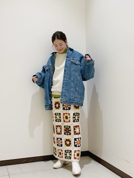 「綺麗めコーデ」｜「アイテム（スウェット）」を使った、矢萩明日美さん（レディース・152cm）の冬コーディネート
