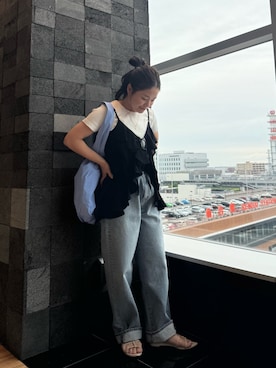 「テーパードデニム」｜矢萩明日美さん（レディース・152cm）の夏コーディネート