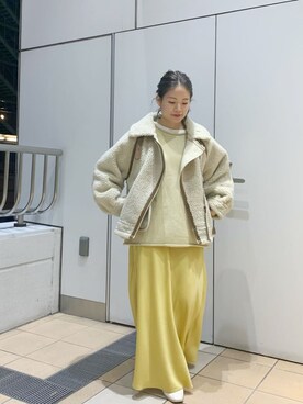 「綺麗めコーデ」｜「アイテム（ブルゾン）」を使った、矢萩明日美さん（レディース・152cm）の冬コーディネート