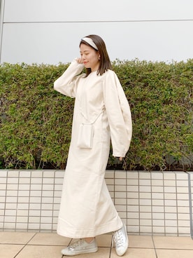 「Ungrid（アングリッド）のアイテム（マフラー）」を使った、矢萩明日美さん（レディース・152cm）の春コーディネート