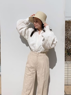 「綺麗めコーデ」｜「アイテム（帽子）」を使った、矢萩明日美さん（レディース・152cm）の春コーディネート
