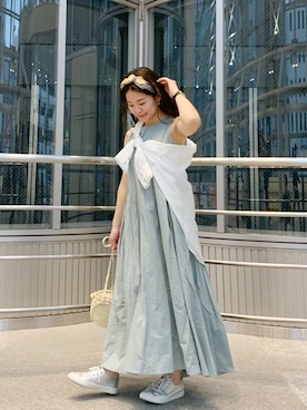 「Ungrid（アングリッド）のアイテム（マフラー）」を使った、矢萩明日美さん（レディース・152cm）の夏コーディネート