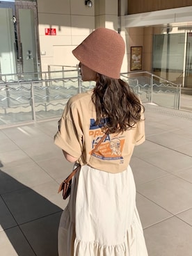 「綺麗めコーデ」｜「アイテム（帽子）」を使った、矢萩明日美さん（レディース・152cm）の春コーディネート