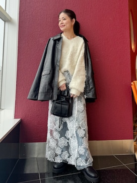 「Ungrid（アングリッド）のアイテム（ブルゾン）」を使った、矢萩明日美さん（レディース・152cm）の秋コーディネート